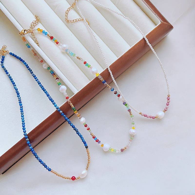 Baroque pearl natural stone necklace