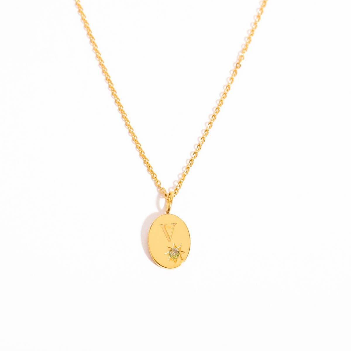Stainless steel 26 letter zircon pendant necklace_CWMM5536