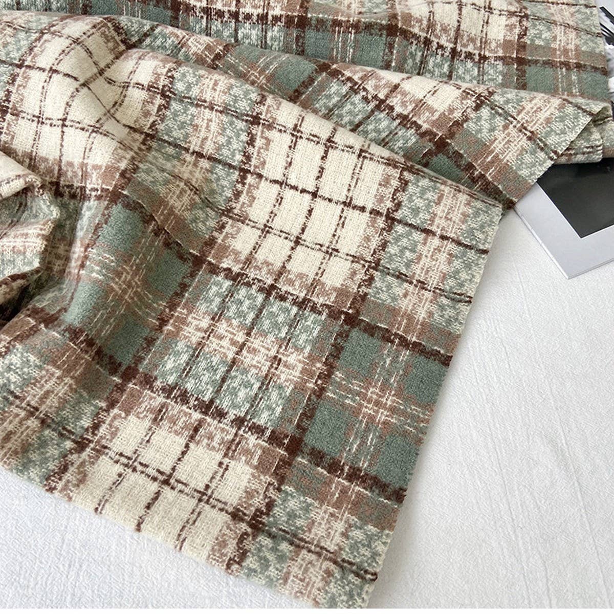 Plaid Tassel Scarf - Wrap for Students & Couples_CWASC1461