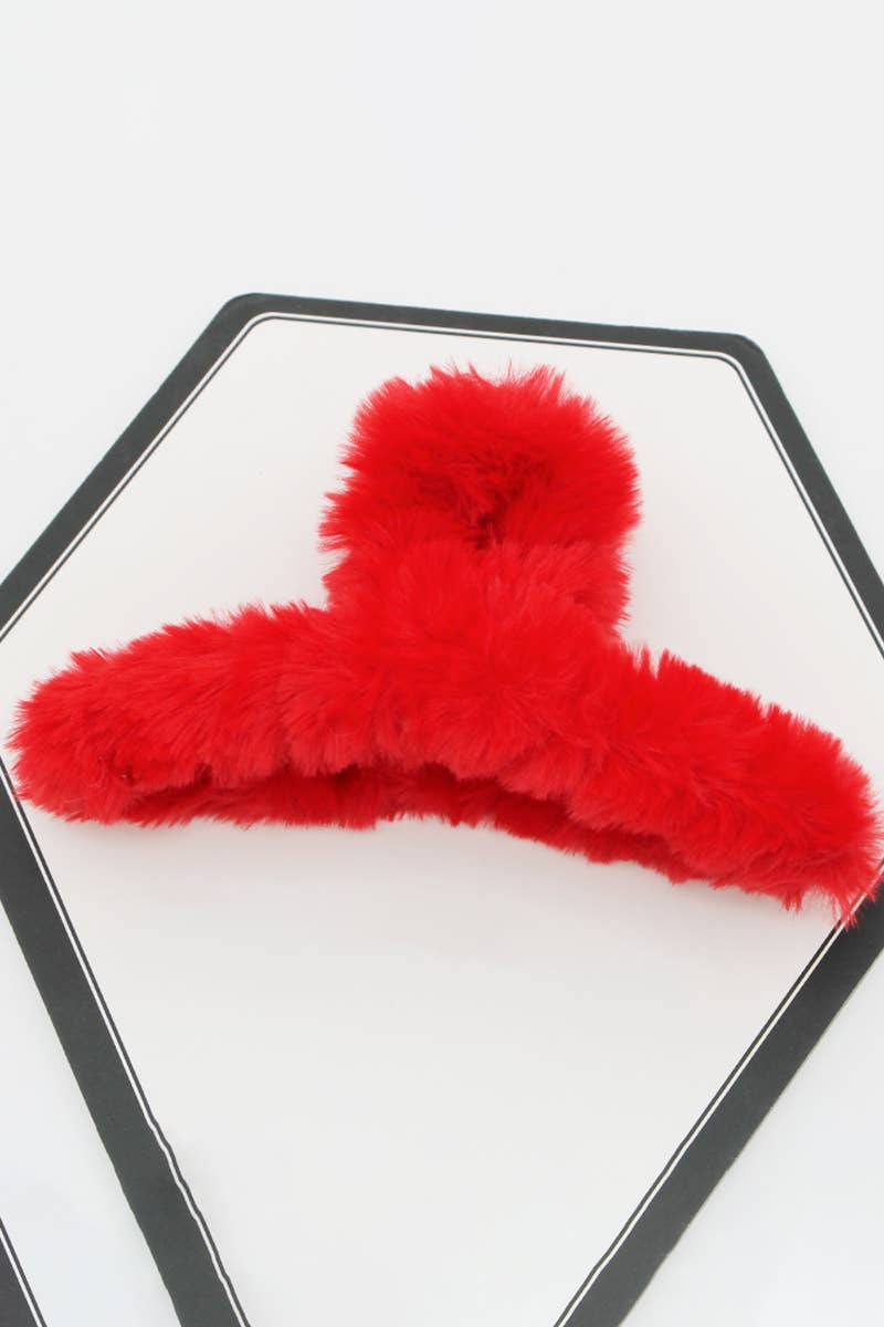 MULTICOLOR FAUX RABBIT FUR HAIR CLAW CLIP TWIST_CWAHA0153