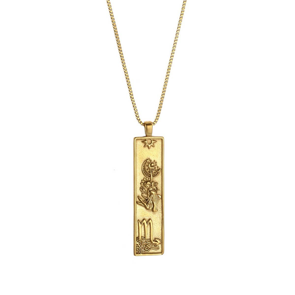 Zodiac Tag Necklace Stainless Steel Vintage Style_CWMM8868