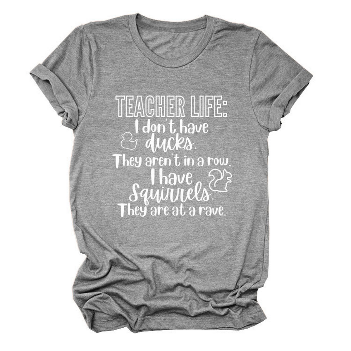 Casual Teacher Tee ??Round Neck Graphic Shirt_CWTTSL0479