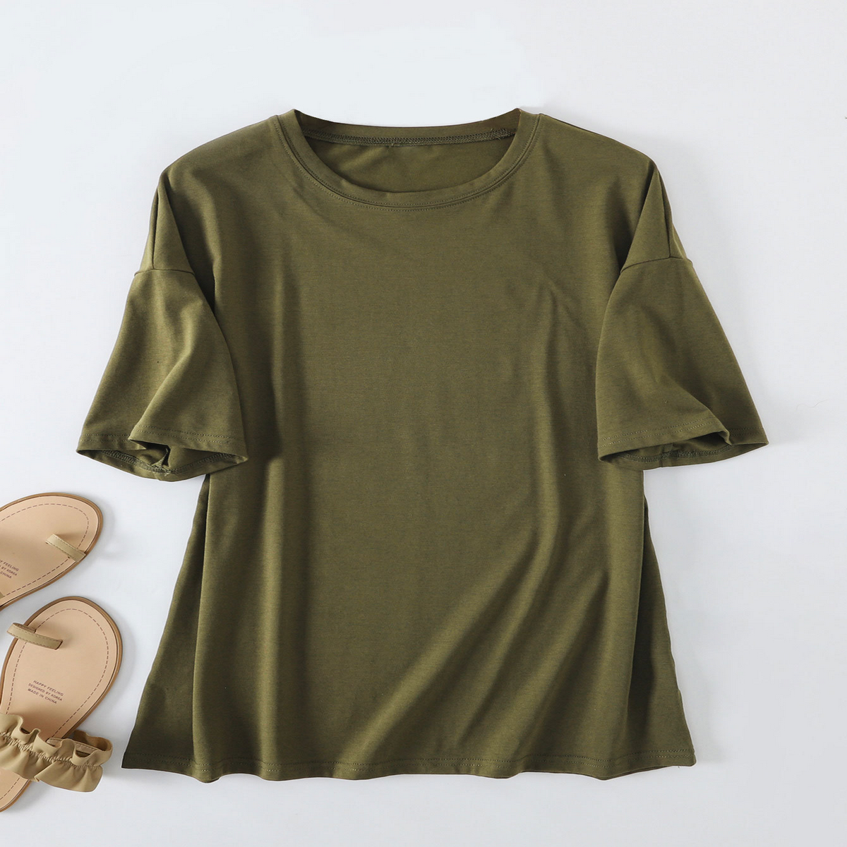Women's Casual Oversized Tee, Crew Neck Design
