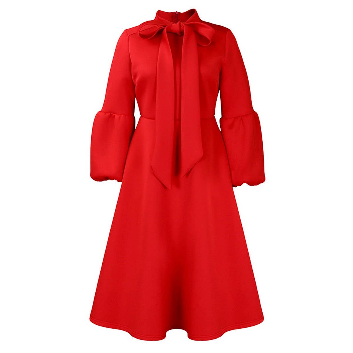 LANTERN SLEEVE HIGH WAIST BOW OVERSIZED DRESS_CWDMD3664