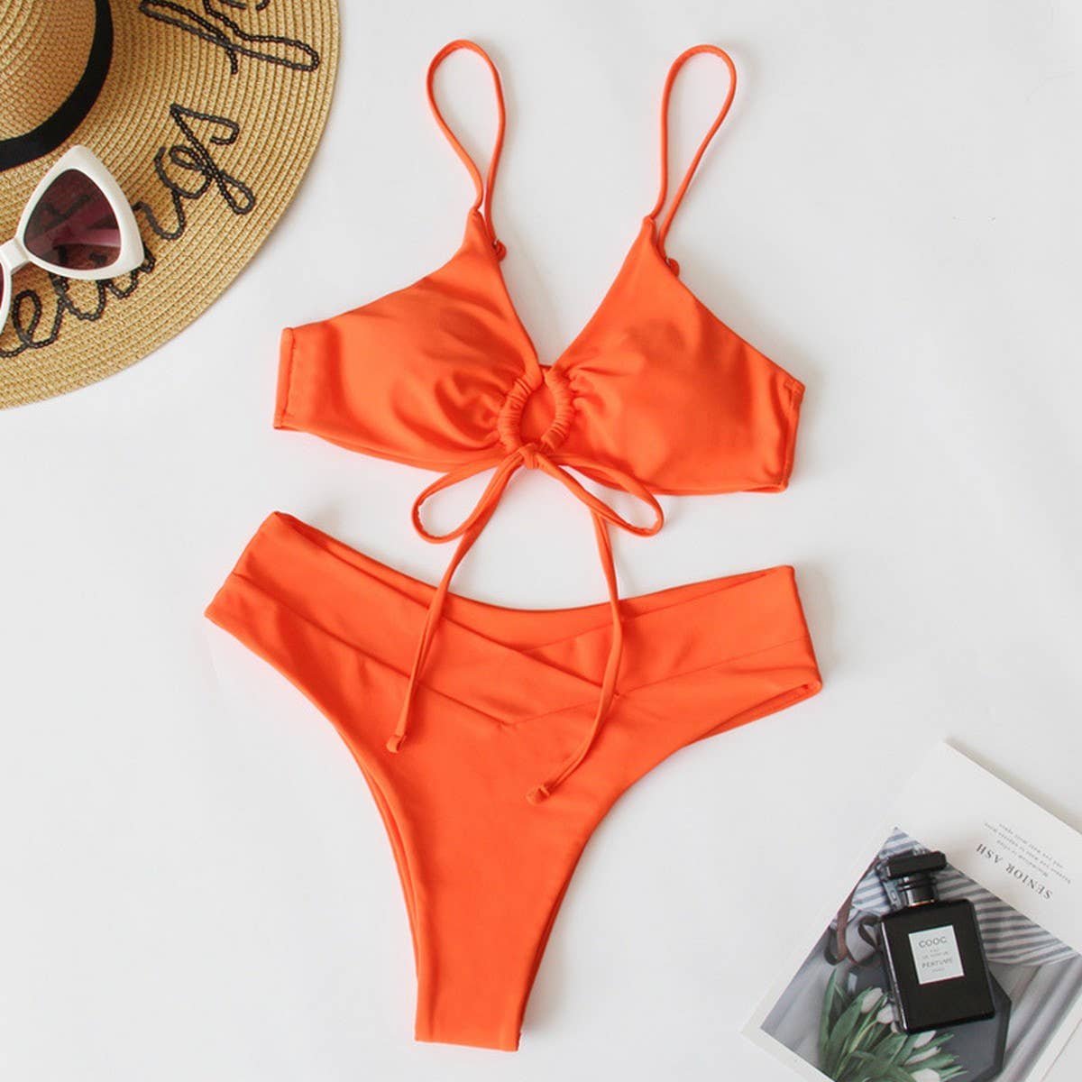 Women's Tie-Front Bikini - Multi-Color Sexy Swimwea