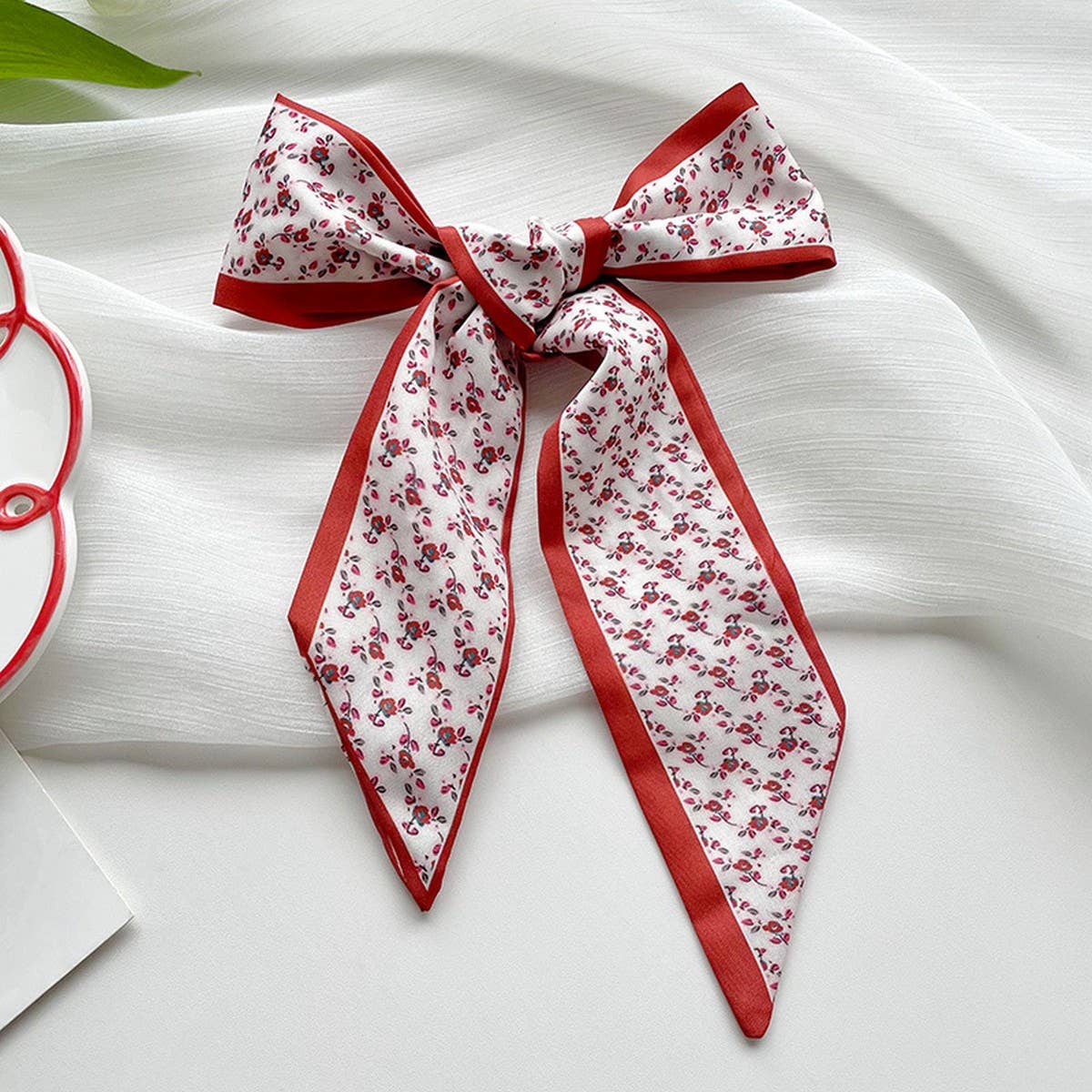 Red Skinny Twilly Scarf ??Hair Ribbon Accessory_CWASC1981
