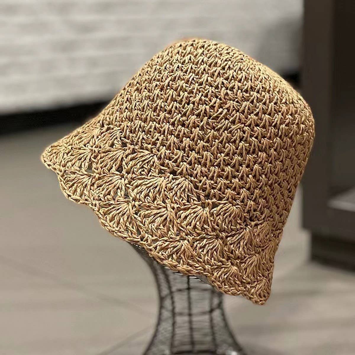 Summer foldable retro bow straw hat_CWAH3402