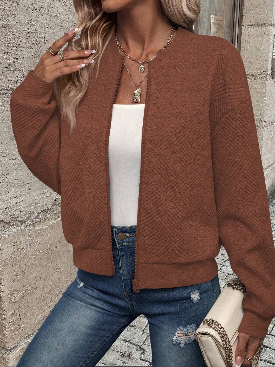 ZIP-UP JACKET BASEBALL COLLAR BLAZER