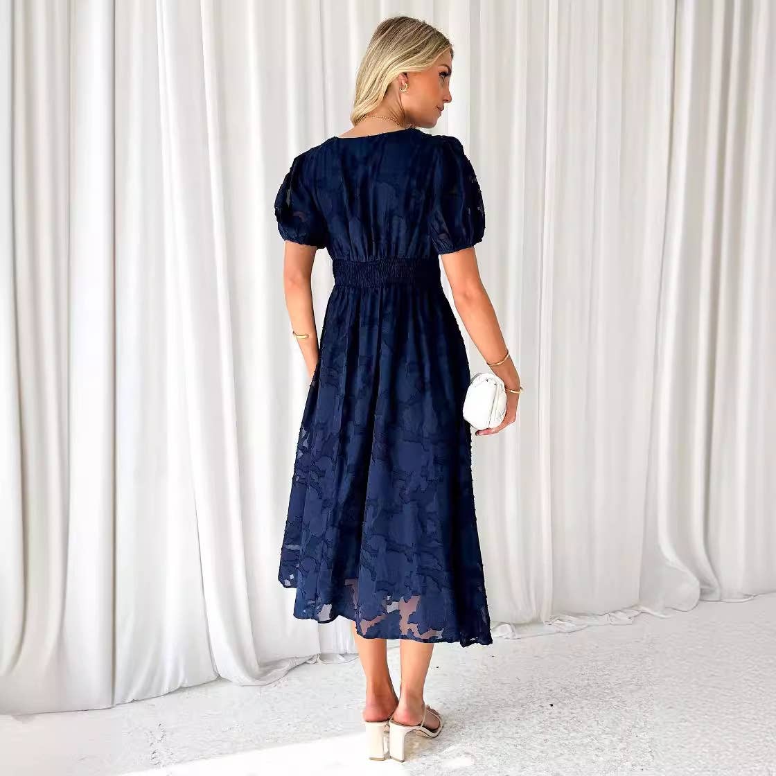 FLORAL LACE HIGH-WAISTED DRESS