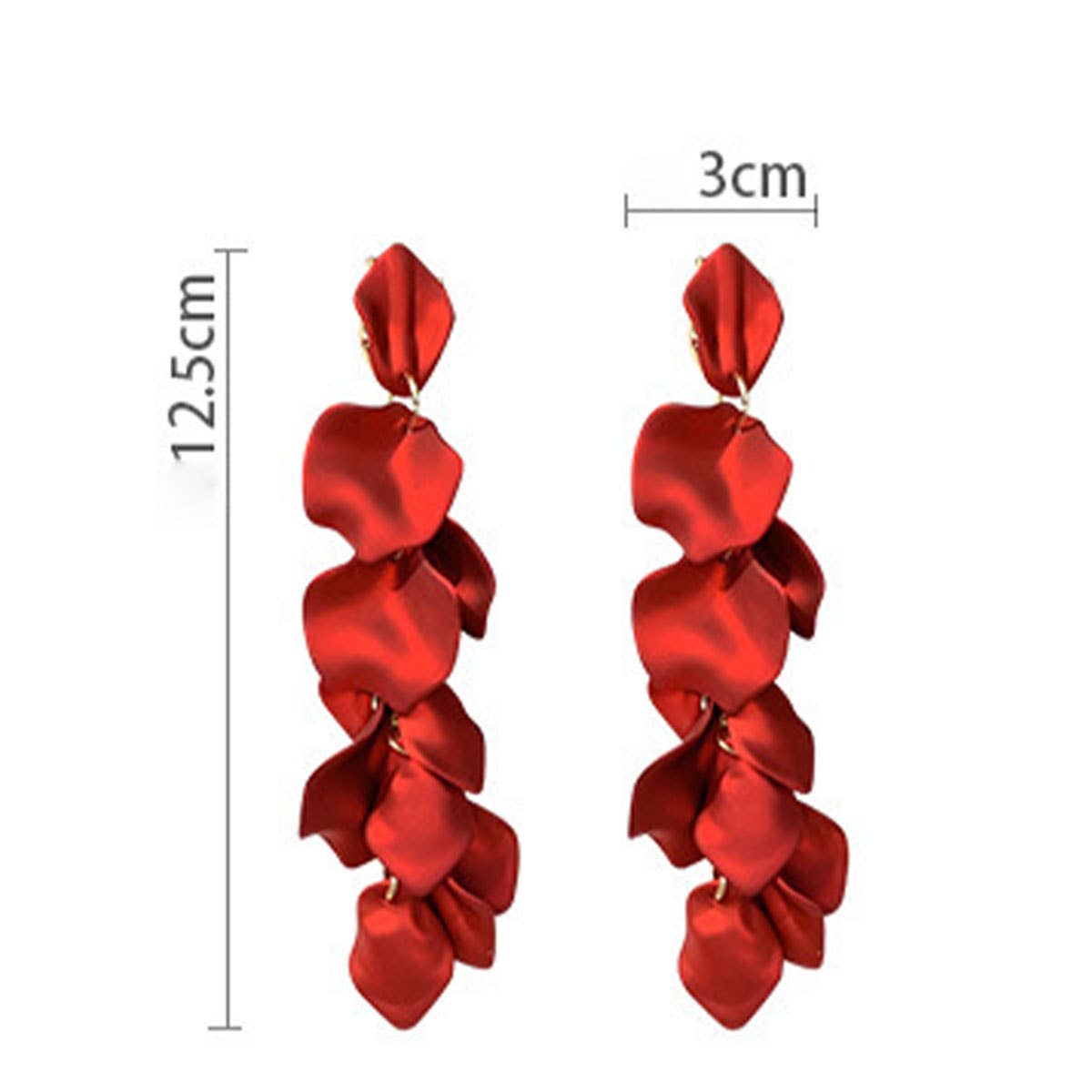 S925 Silver needle sexy rose petal long earrings