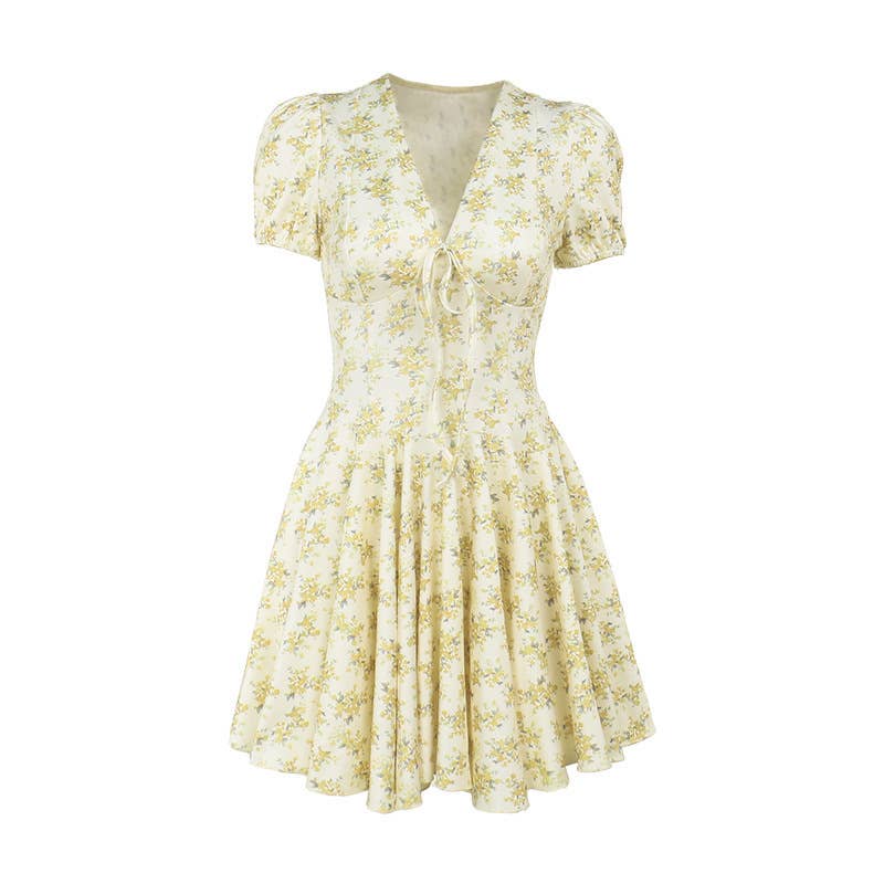 Floral V-Neck Bodycon Mini Dress