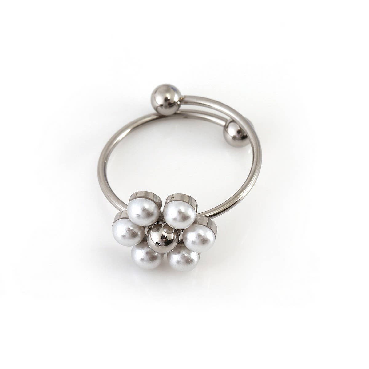 Fashion Steel Daisy Necklace with Pearl Set_CWMM8837
