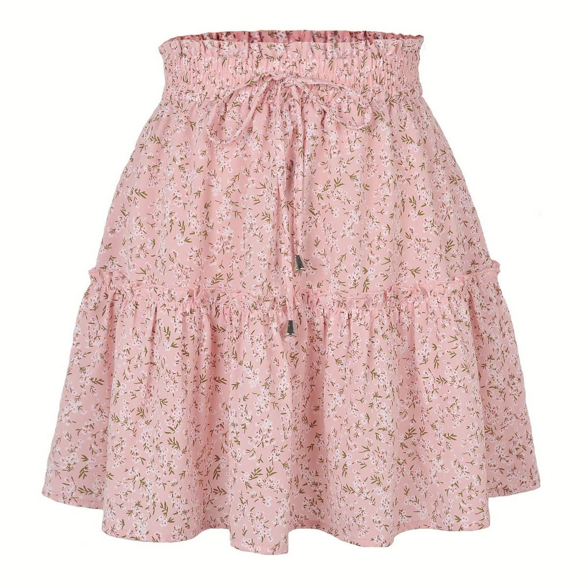 HIGH WAIST PRINTED SKIRT FLORAL SHORT SKIRT_CWAB4795