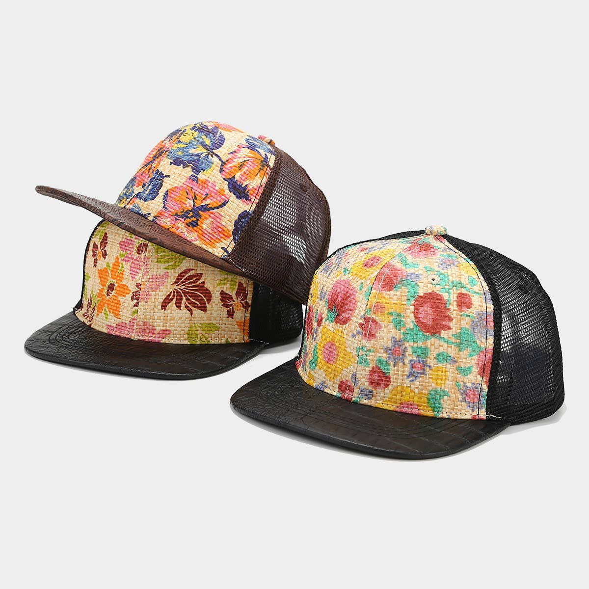 Printed Straw Mesh Baseball Cap, Summer Unisex_CWAH1628