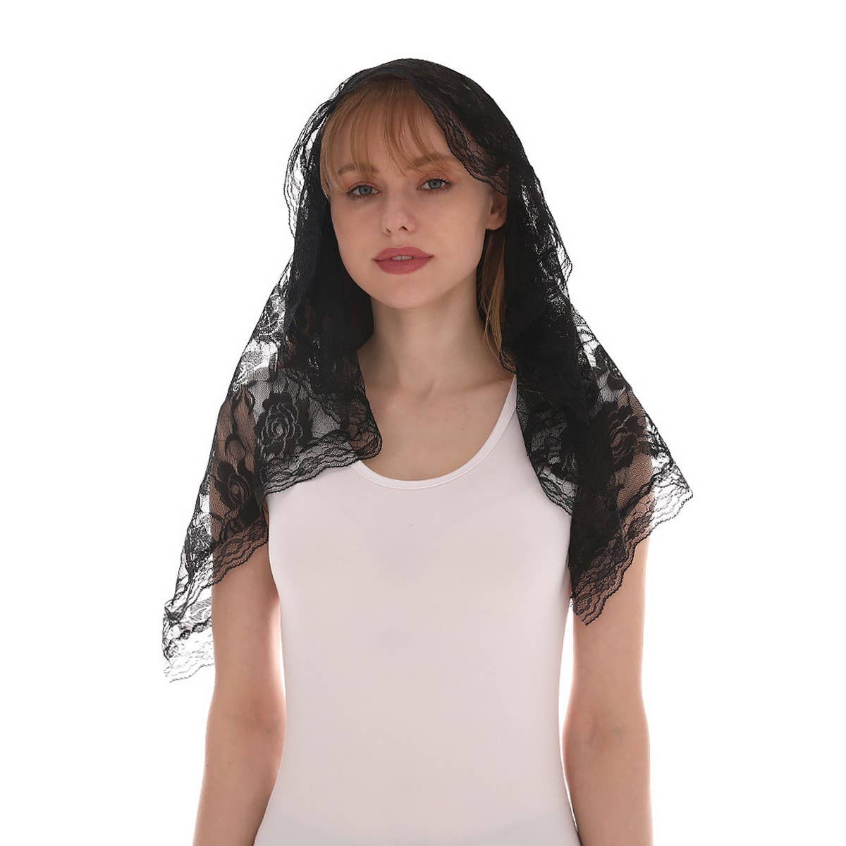 BRIDAL LACE HEADSCARF SHAWL SINGLE LAYER VEIL_CWMM1985