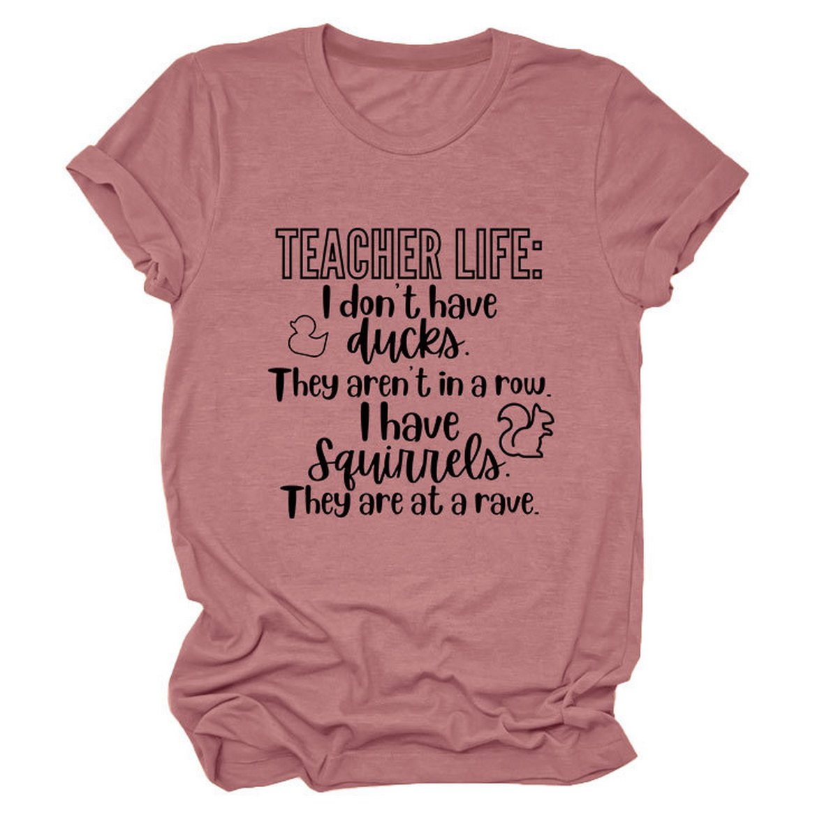Casual Teacher Tee ??Round Neck Graphic Shirt_CWTTSL0479