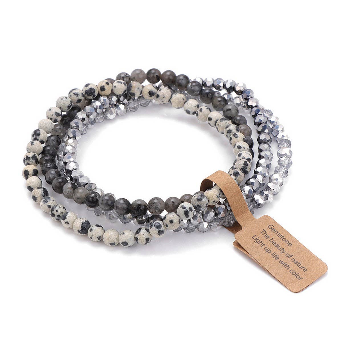 CWAJE4304_GLASS BEAD STONE BEADED FOUR-PIECE BRACELET
