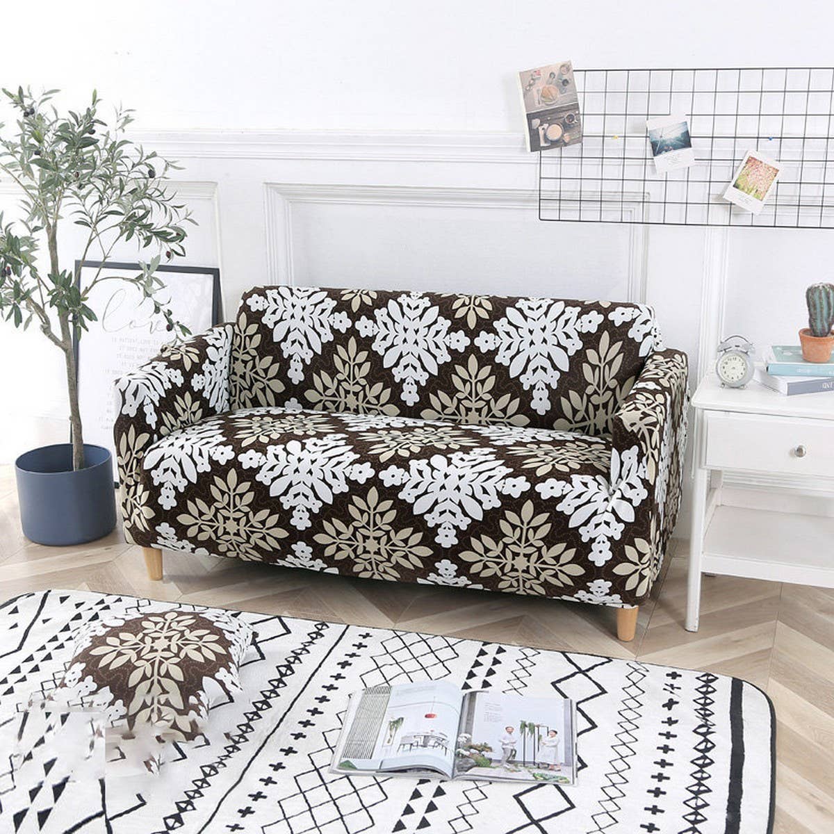 Stretch Sofa Cover, Solid Print, All-in-One Fit_CWMM8309