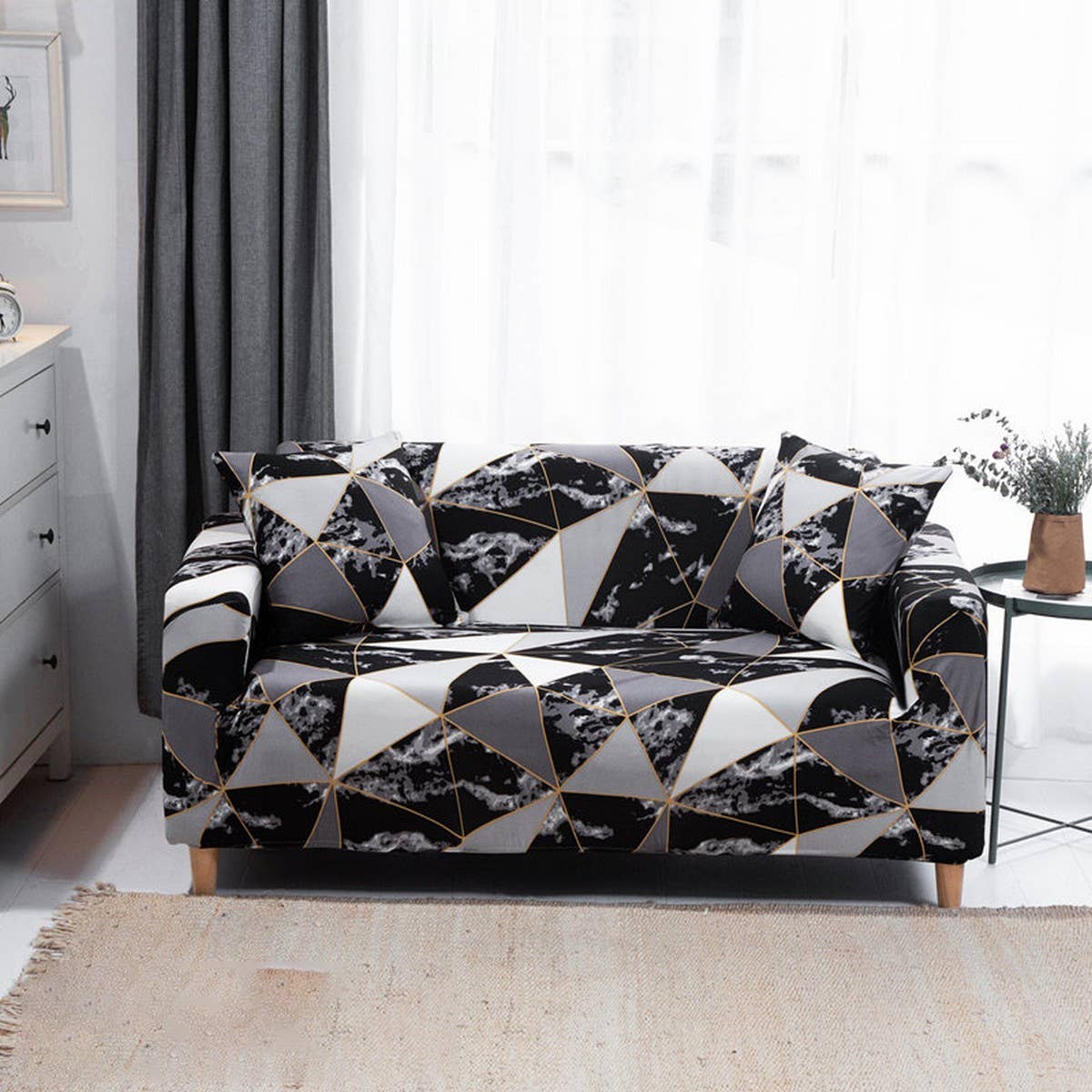 Stretch Sofa Cover, Solid Print, All-in-One Fit_CWMM8309