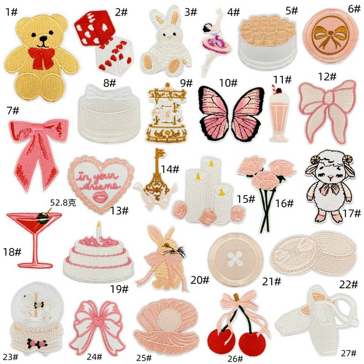 CUTE SOLID COLOR CARTOON BOW EMBROIDERED PATCH