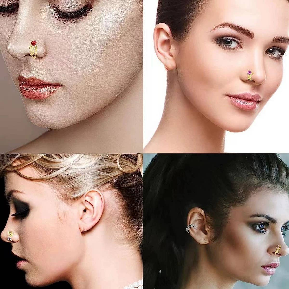 Zircon U-Shaped Clip-On Nose Ring No Piercing_CWMM9511