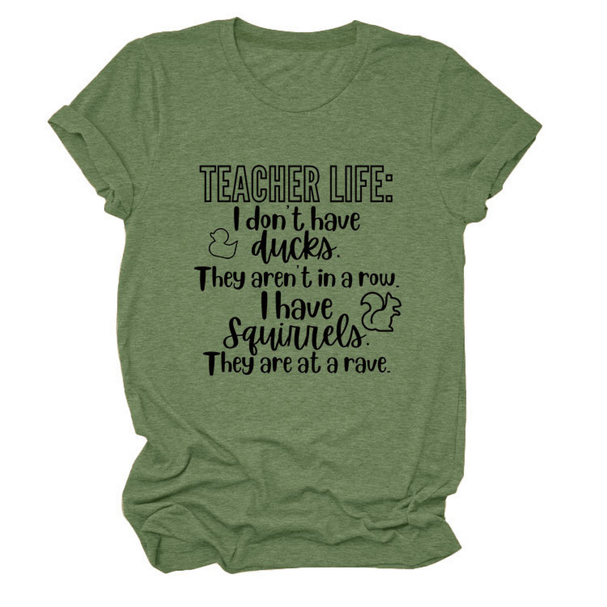 Casual Teacher Tee ??Round Neck Graphic Shirt_CWTTSL0479