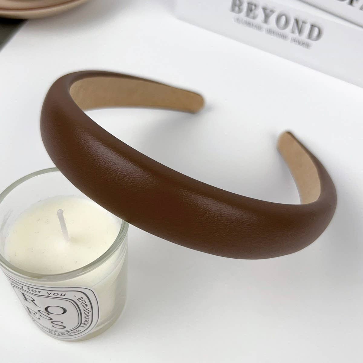 TEXTURED SOLID COLOR WIDE BRIM HIGH TOP HEADBAND