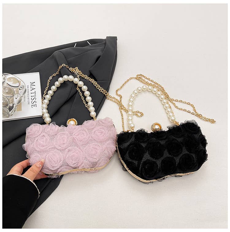 Floral hand-held Chinese-style crossbody bag
