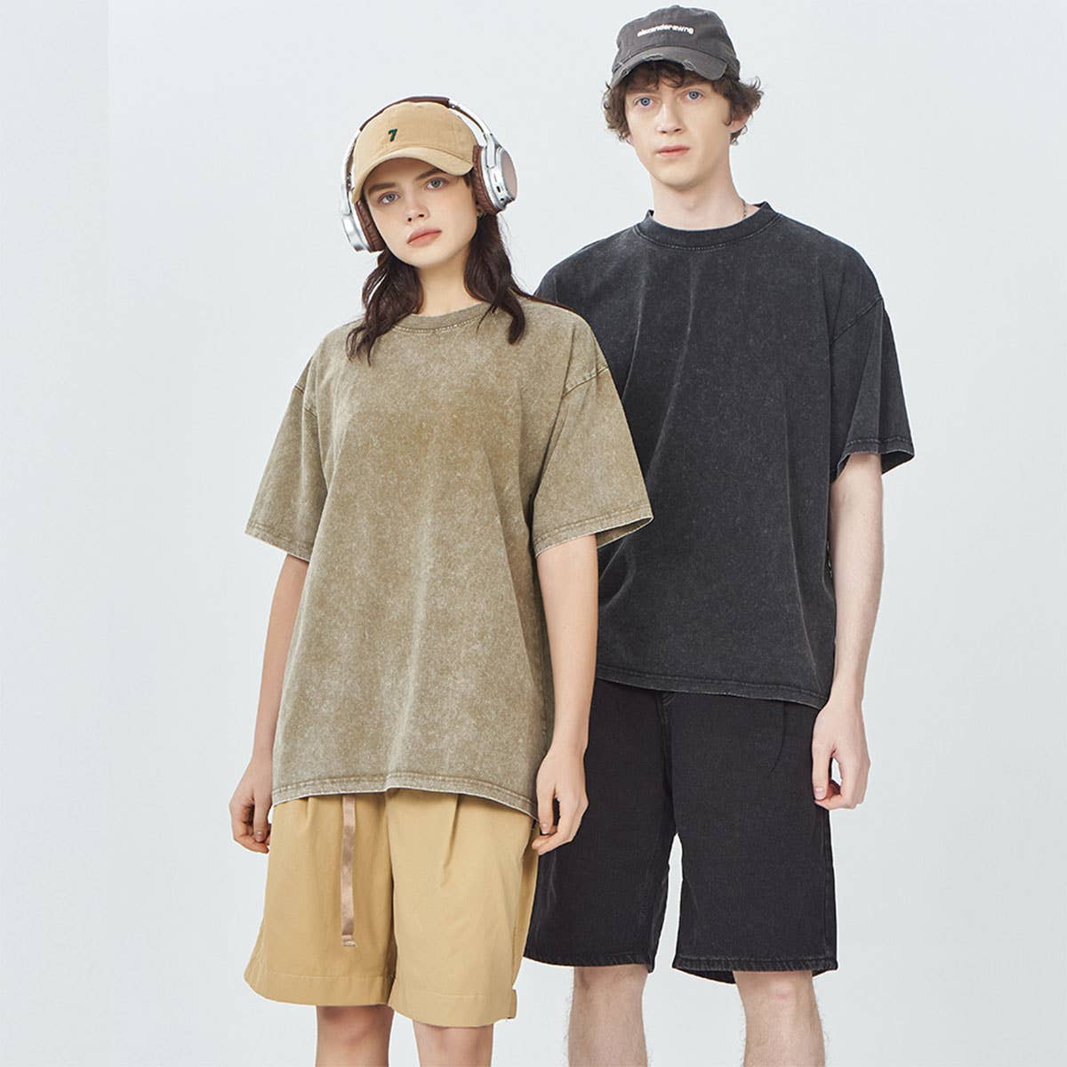 250g Vintage Washed Wax-Dyed Cotton T-Shirt – Custom Logo