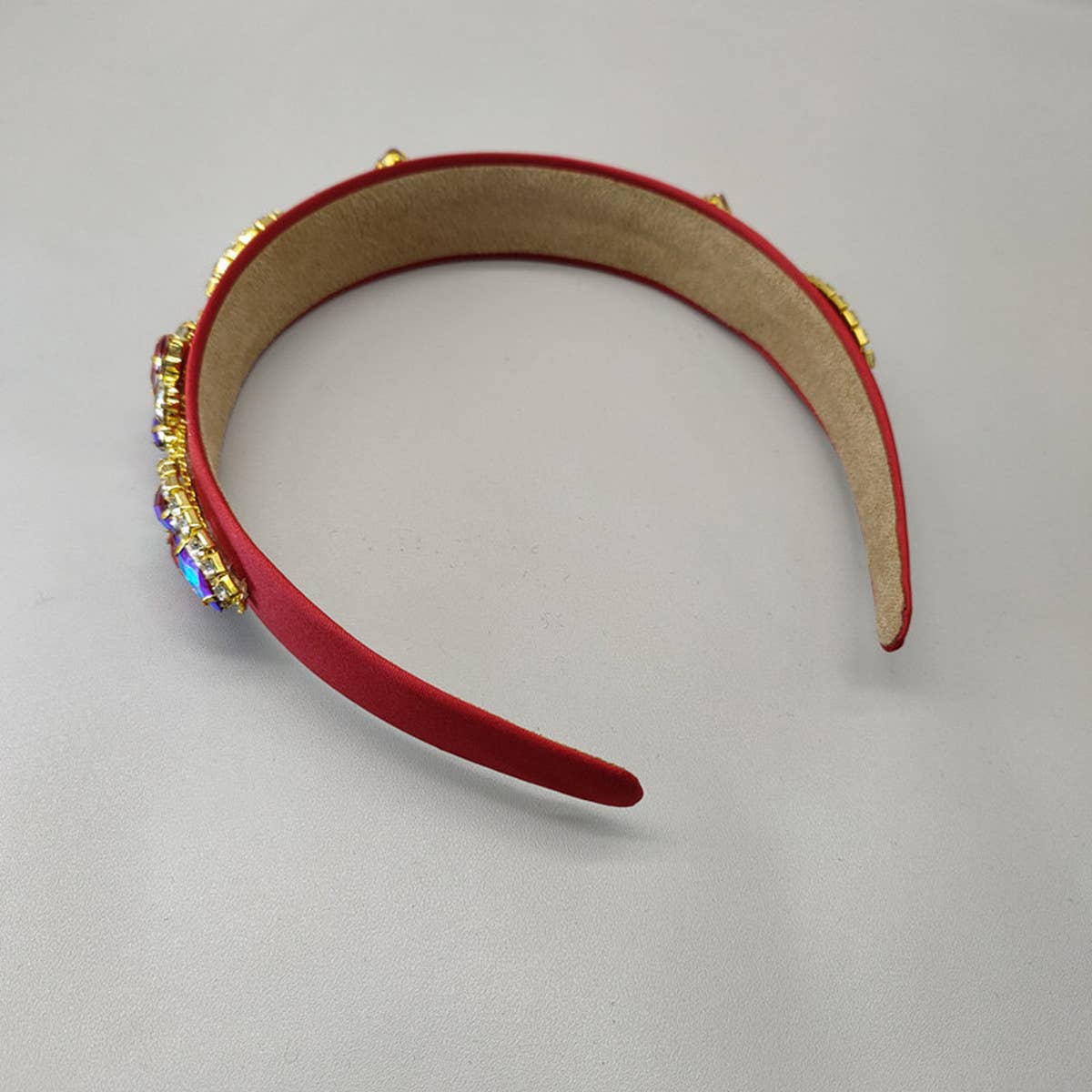WIDE-BRIMMED HANDMADE RHINESTONE HEADBAND