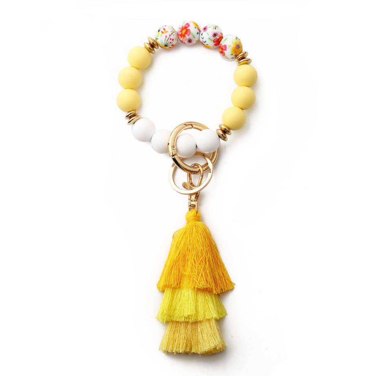 Bohemian Tassel Silicone Bead Bracelet with Prints_CWAB5019