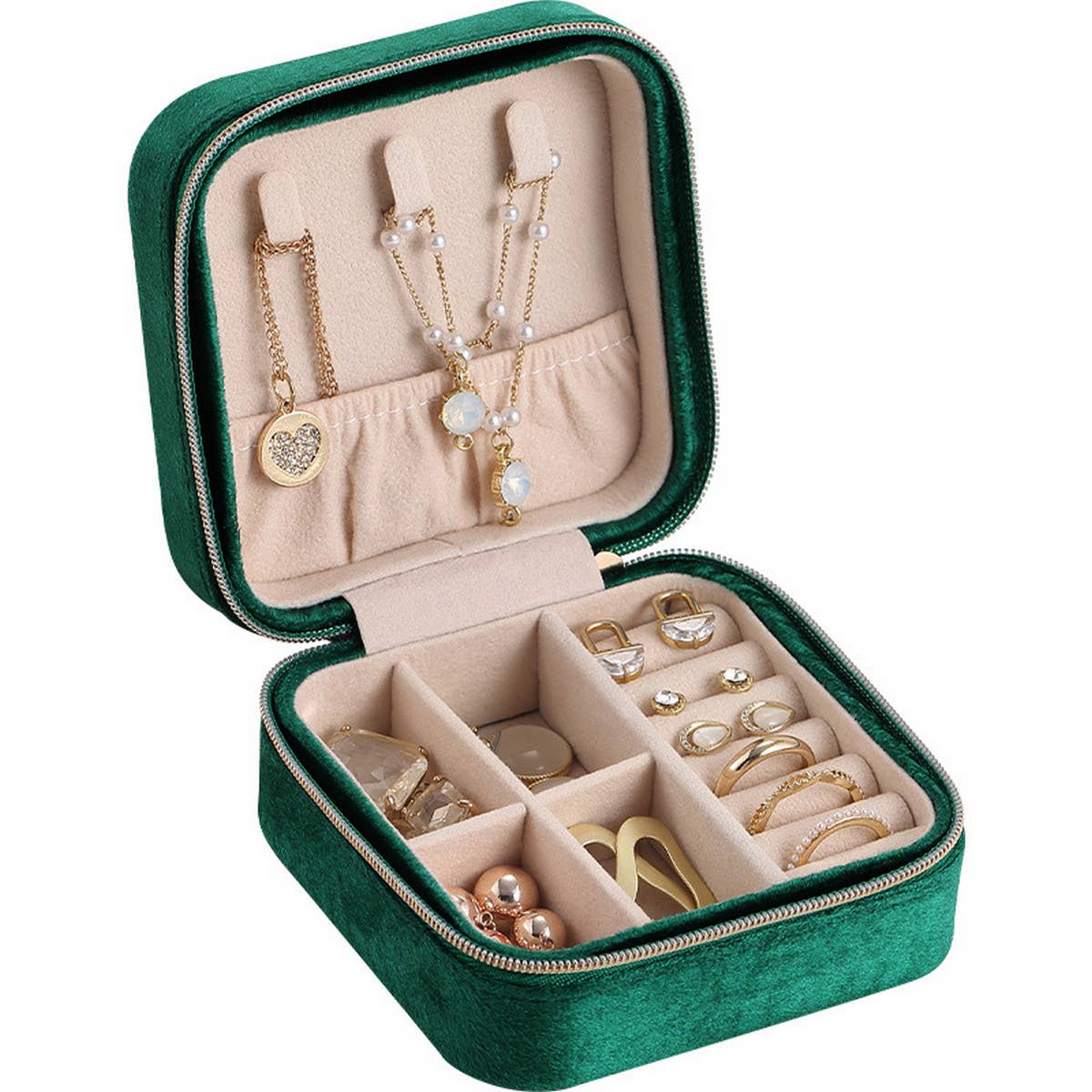DOUBLE LAYER VELVET JEWELRY BOX STORAGE