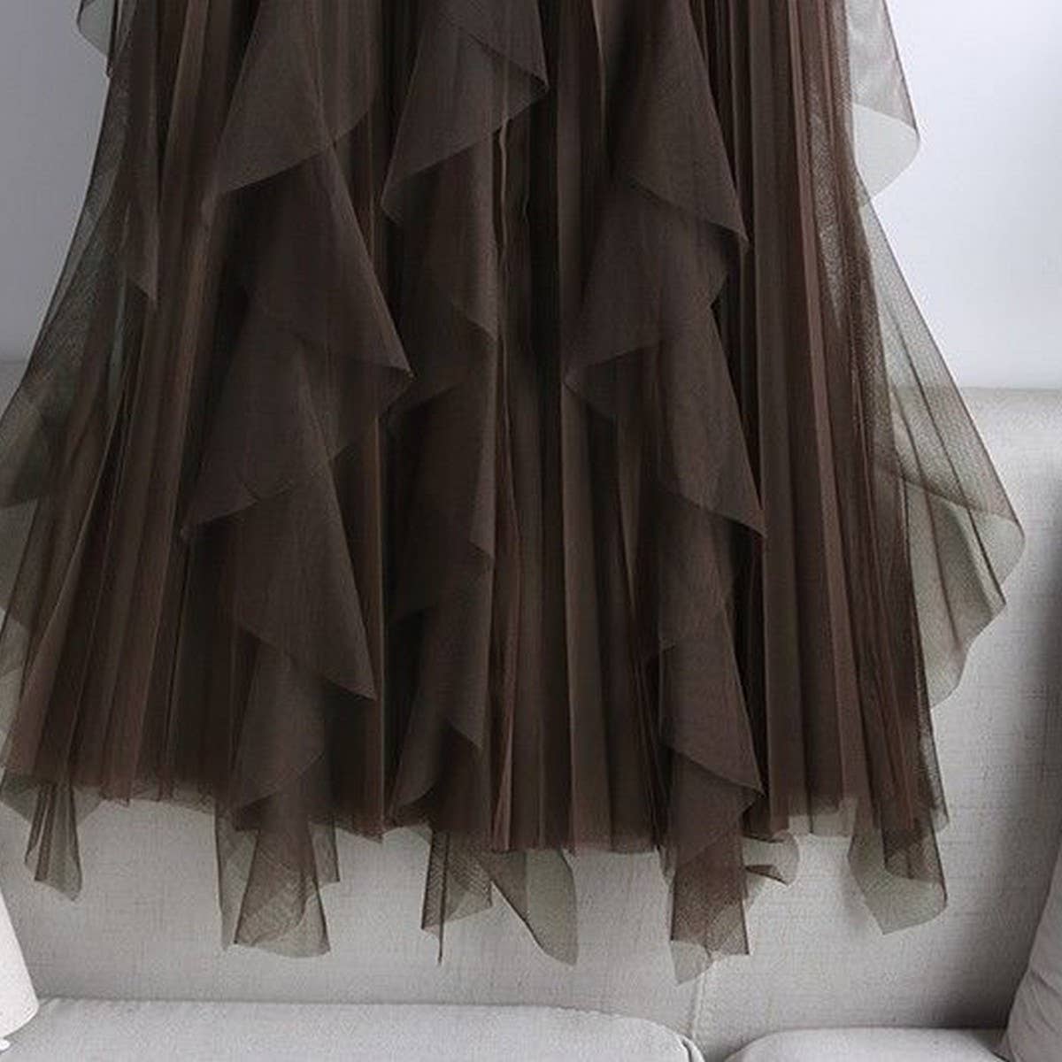 TULLE SKIRT MID-LENGTH HIGH WAIST PLEATED SKIRT