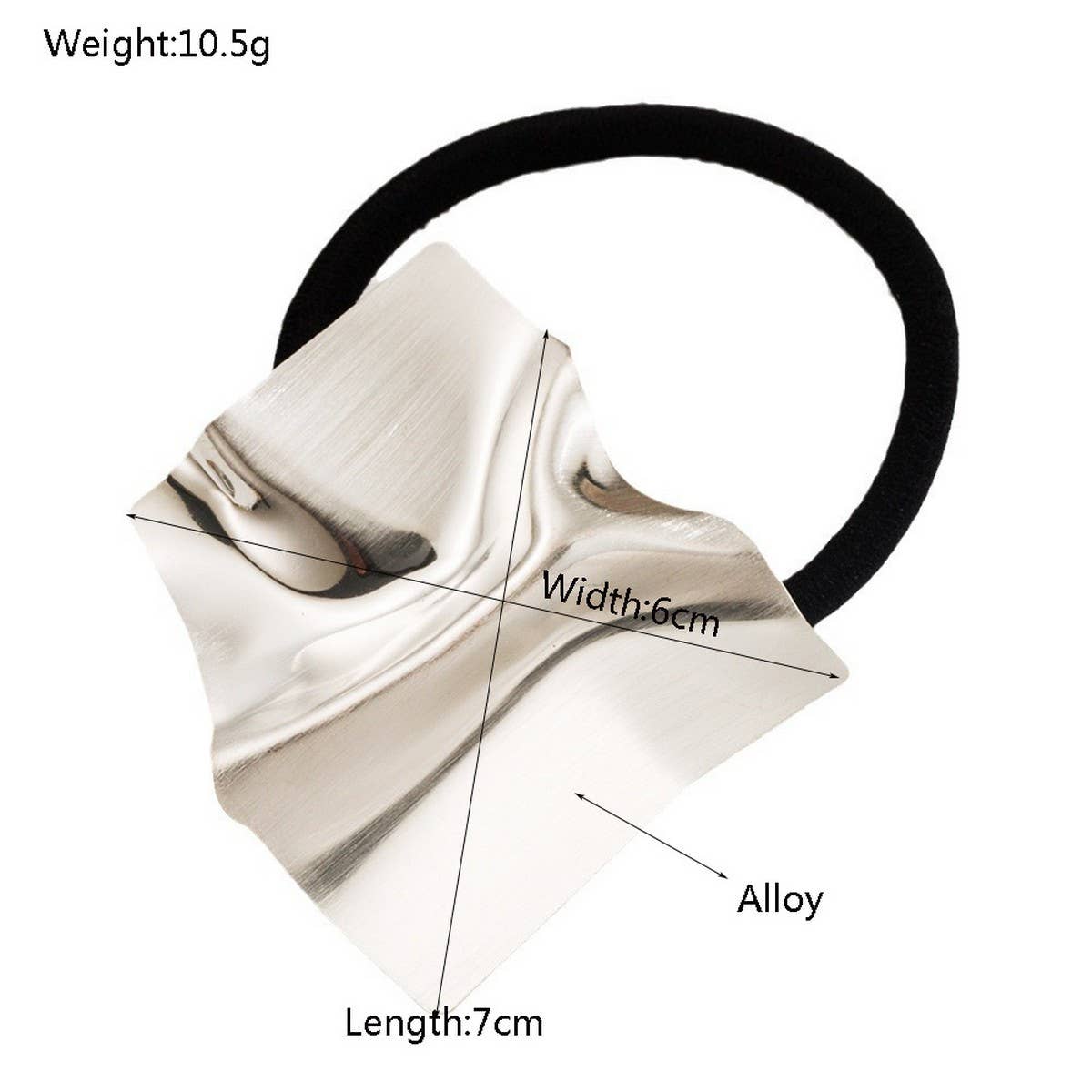 Glossy Metal Heart Geometric Elastic Hair Tie