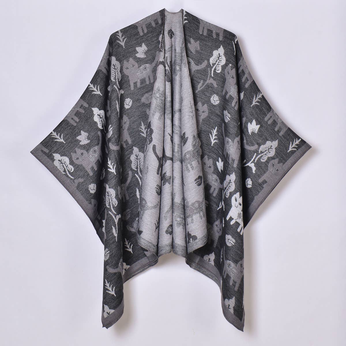 DOUBLE-SIDED JACQUARD CARDIGAN SHAWL