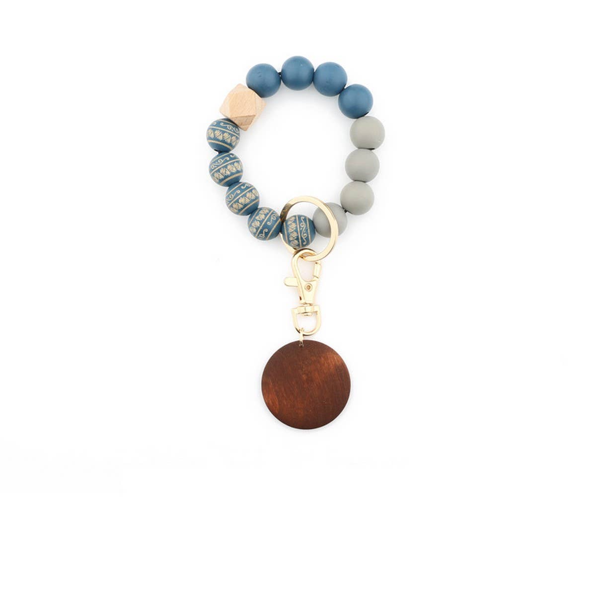 Leopard & Plaid Bead Bracelet Keychain Tassel