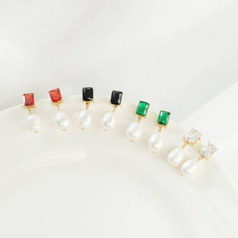 Popular stainless steel pearl zircon earrings