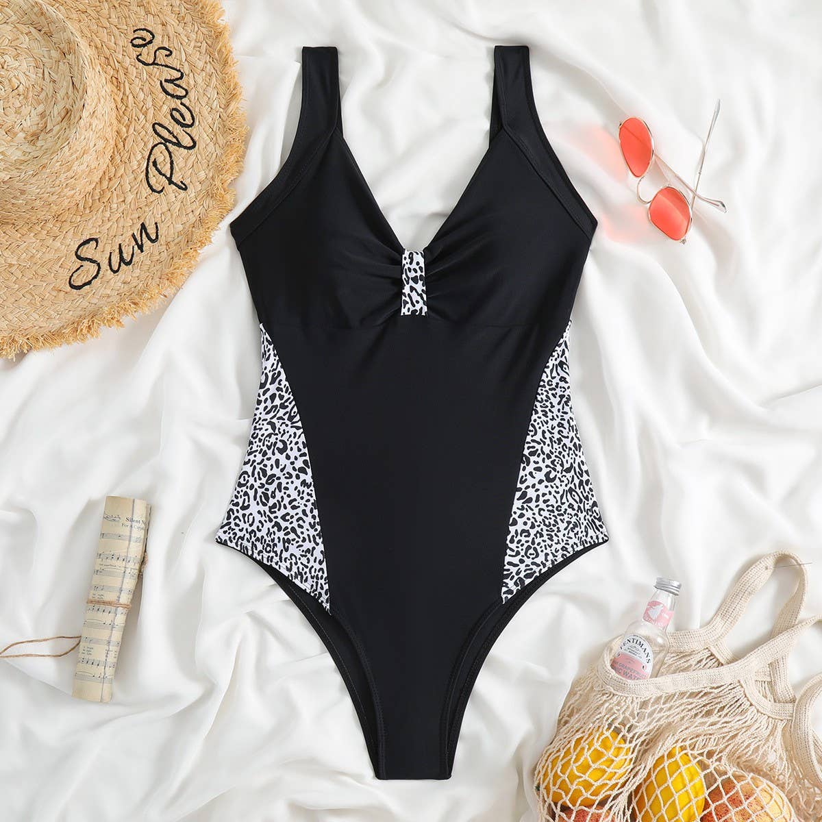 WOMEN'S ZEBRA STRIPED ONE PIECE SWIMSUIT
