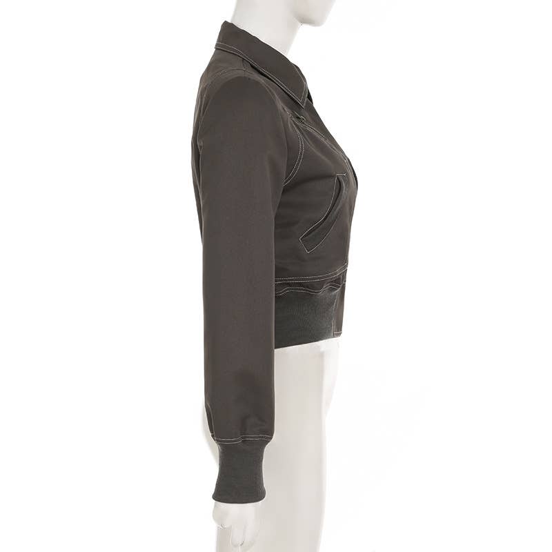 Zipper collar design feeling short jacket