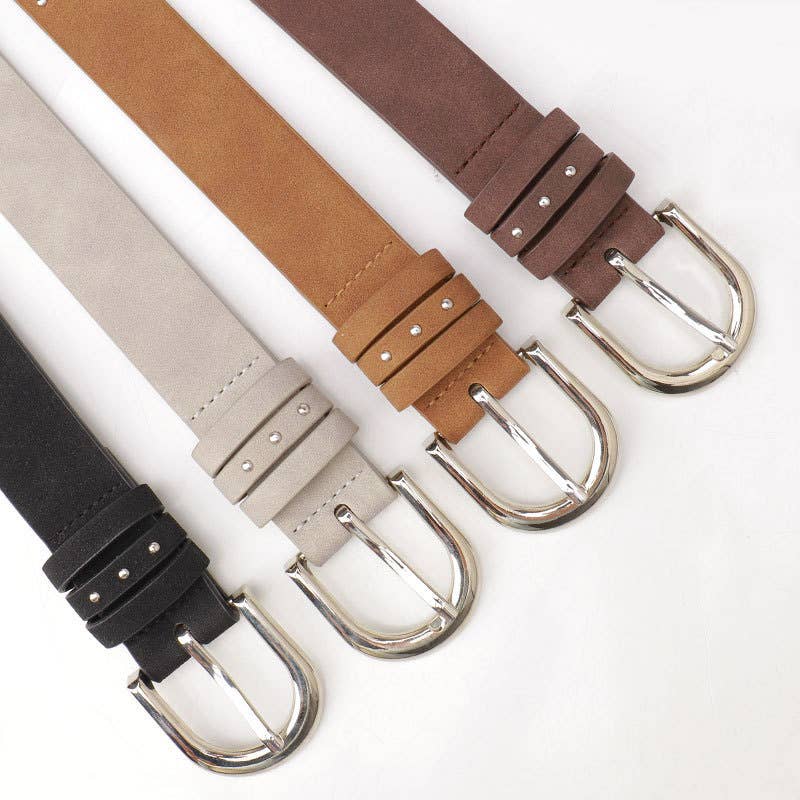 Pressed bead cowboy style suede buckle belt