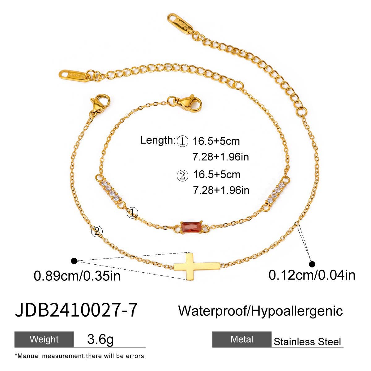 Titanium Double Layer Zodiac & Cross Bracelet