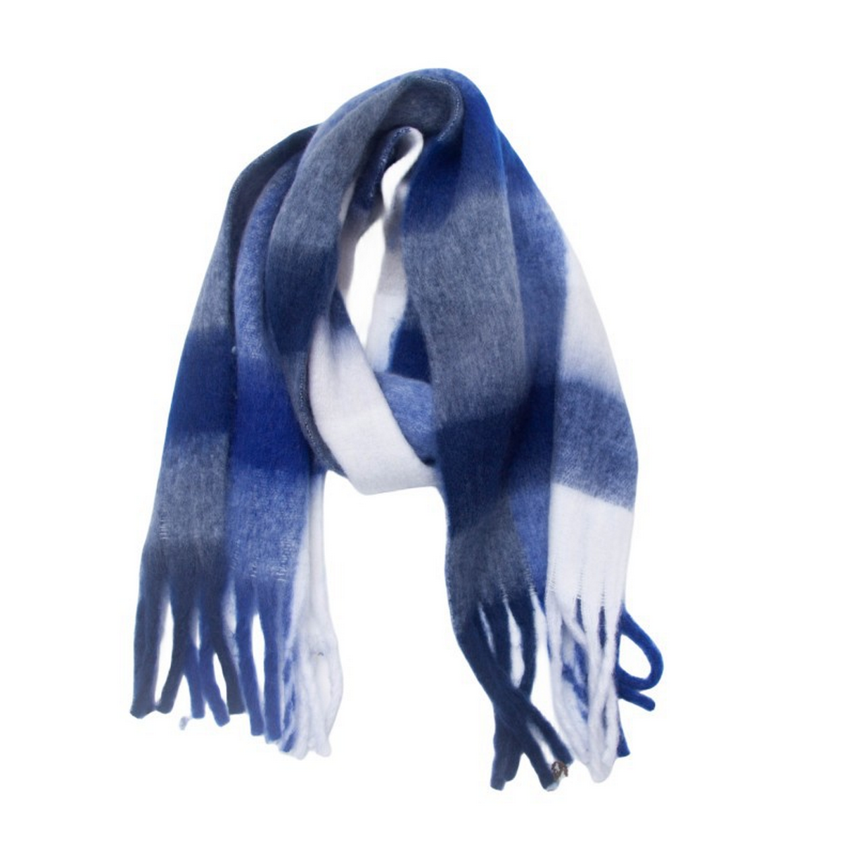 PLAID PATTERN FRINGE TRIM WINTER SCARF_CWASC2691