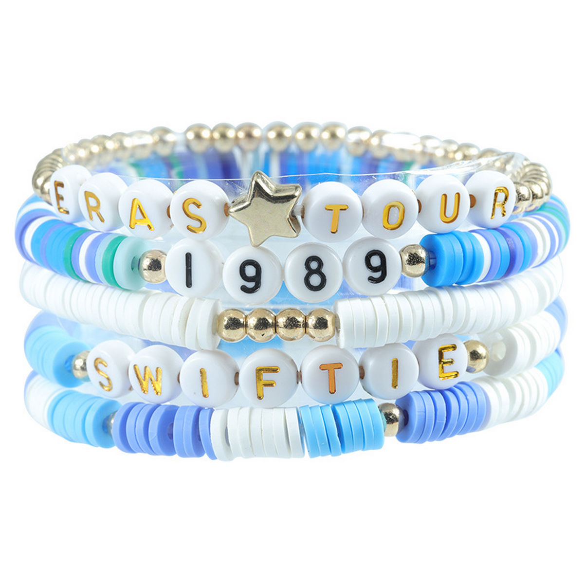 Multilayer Elastic Letter Bead Bracelets Set