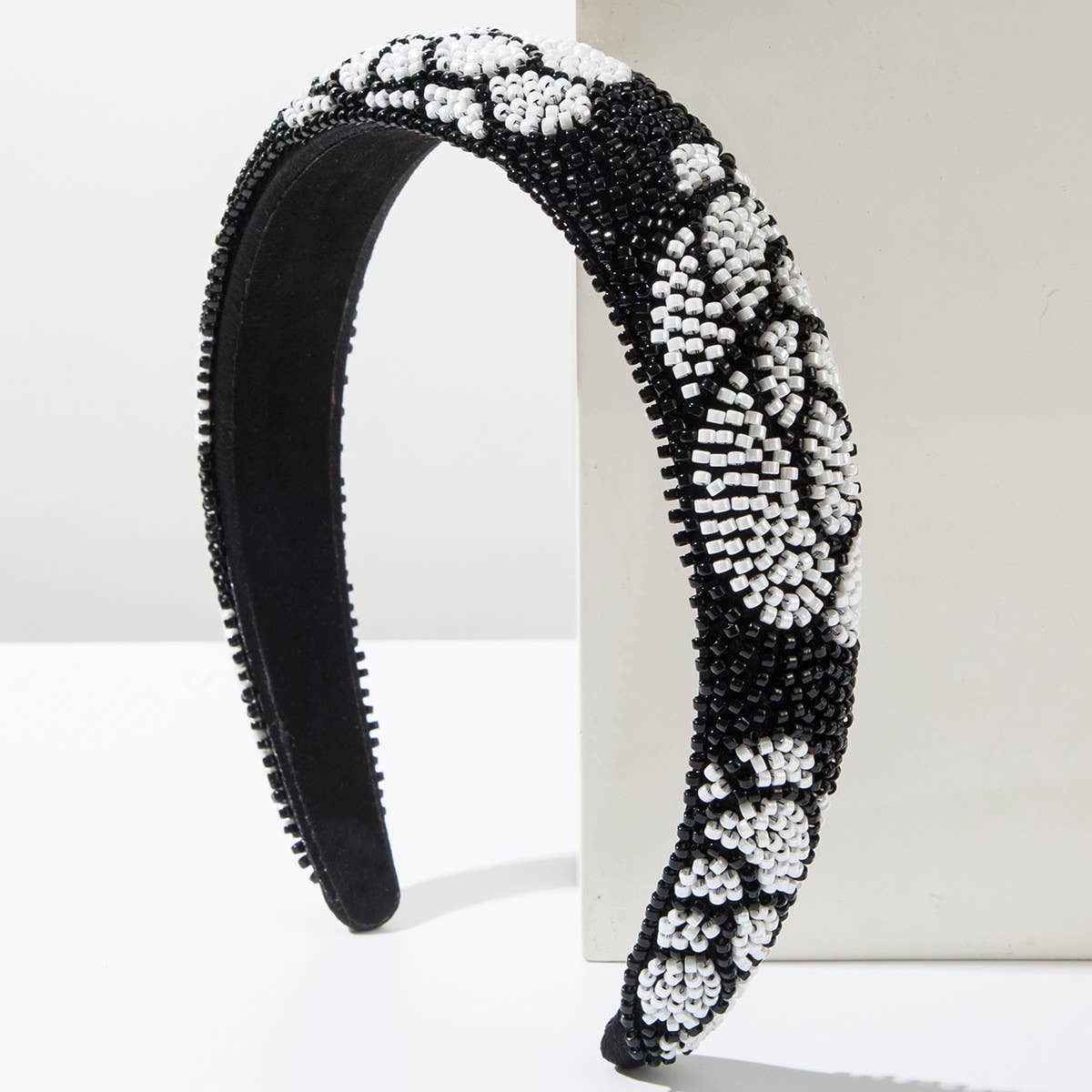 HAND-SEWN RICE BEAD FLOWER HEADBAND