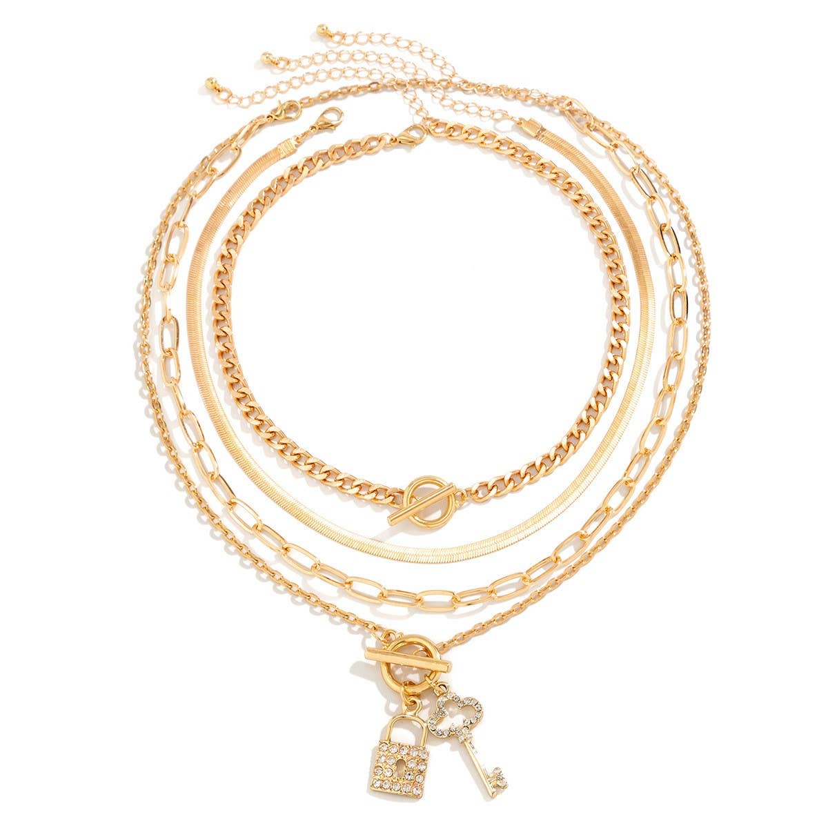 SNAKE BONE CHAIN VINTAGE KEY BRACELET NECKLACE_CWAJE1148