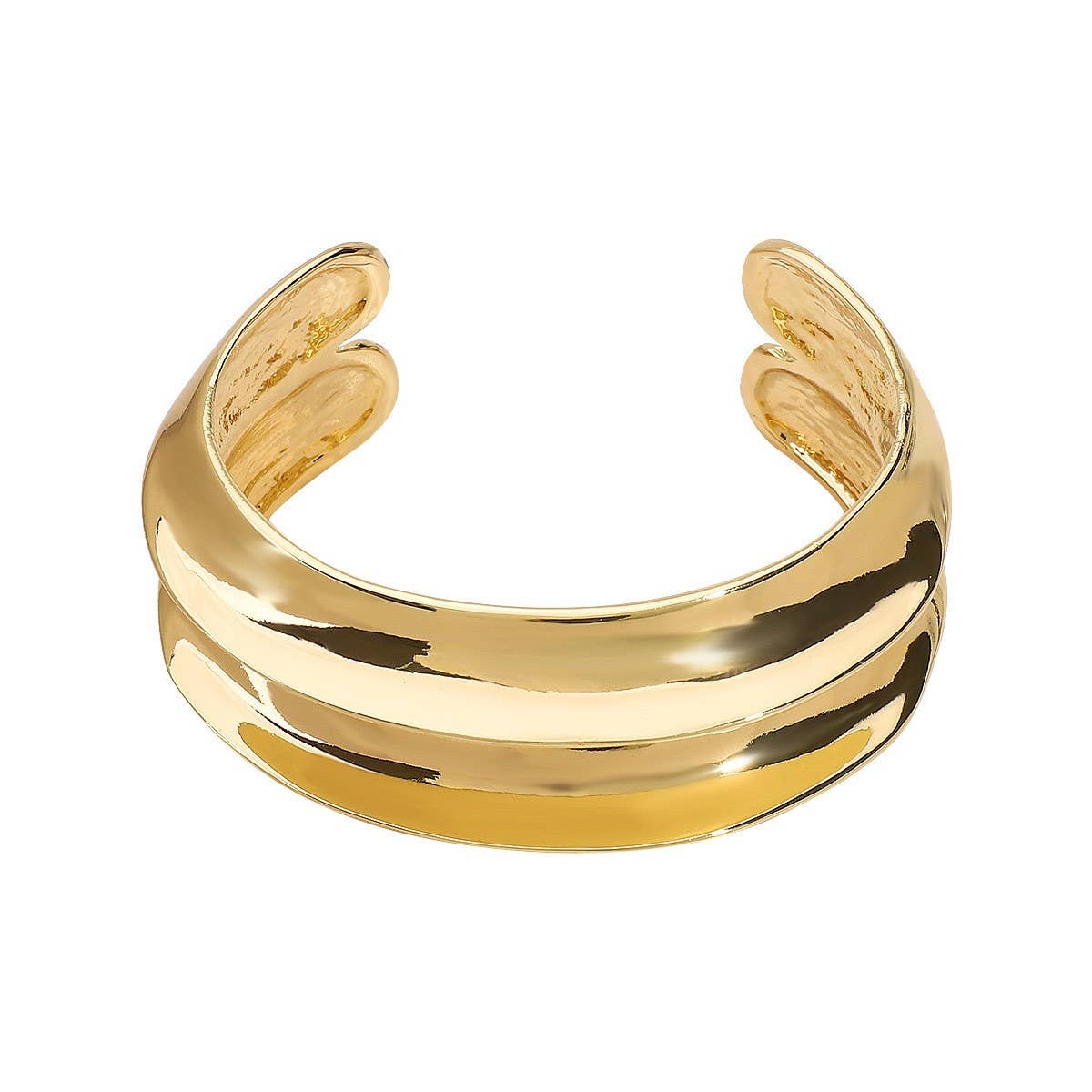 HIGH-GRADE METAL IRREGULAR GLOSSY OPEN BRACELET