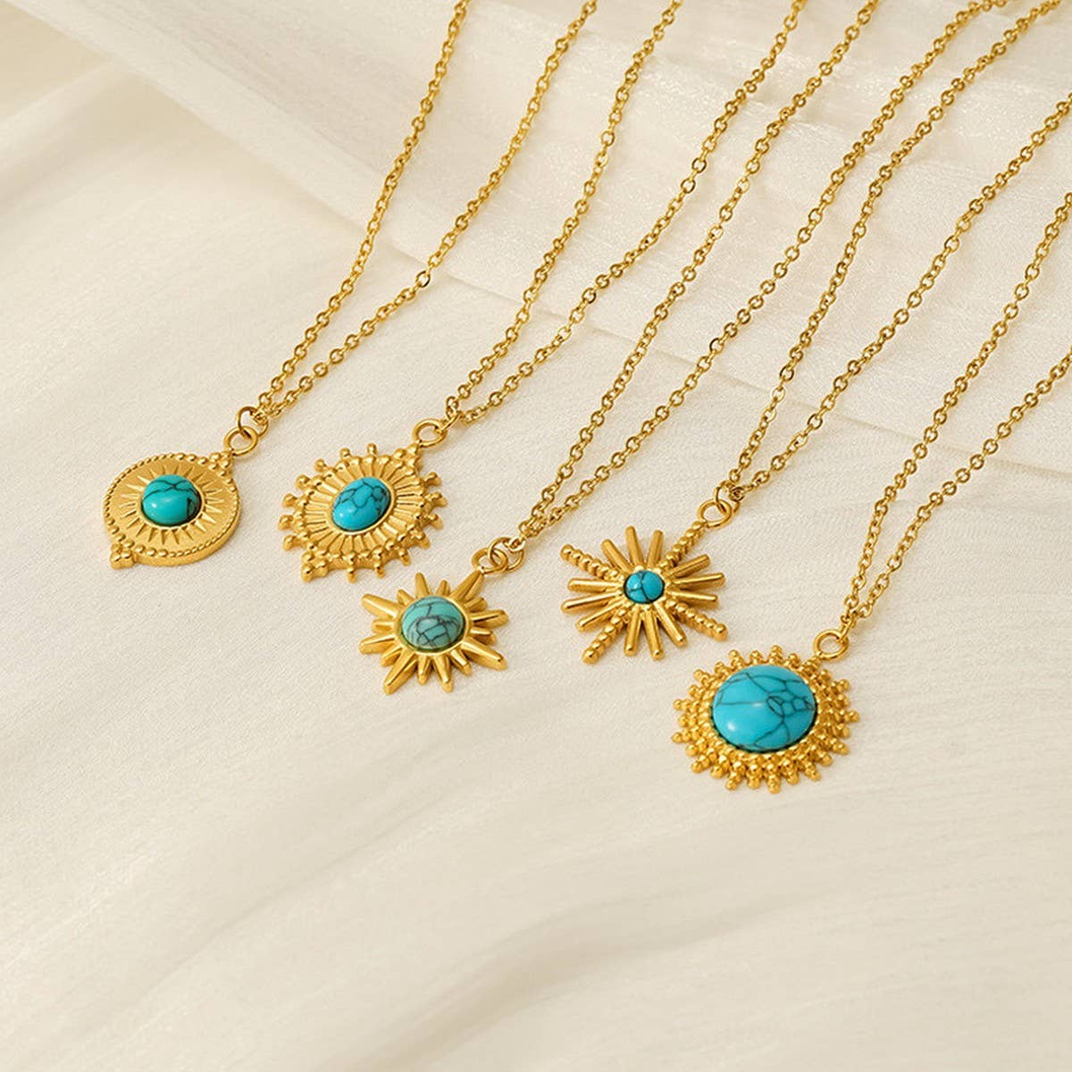 Vintage turquoise necklace titanium steel clavicle chain