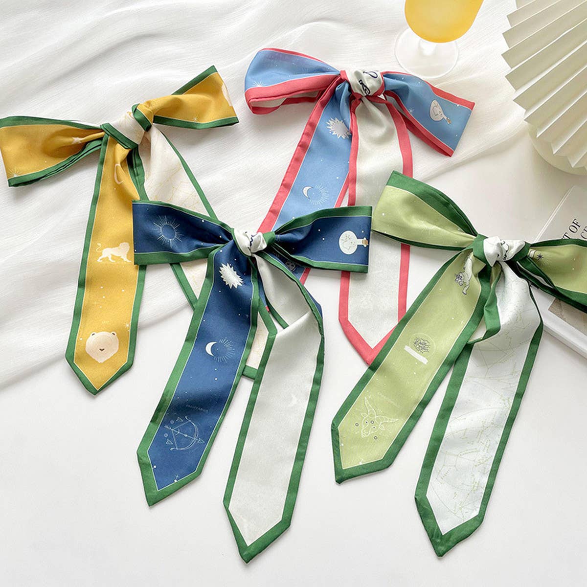 Zodiac Print Skinny Scarf for Hair and Bag Tie_CWASC0736