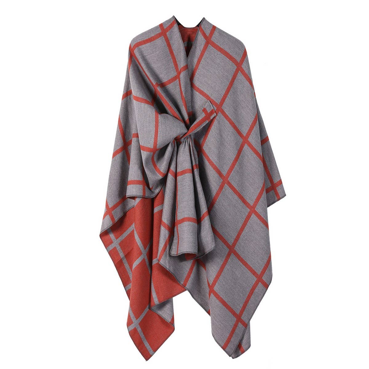 SOLID COLOR FASHIONABLE KNITTED SHAWL CAPE_CWASC2129