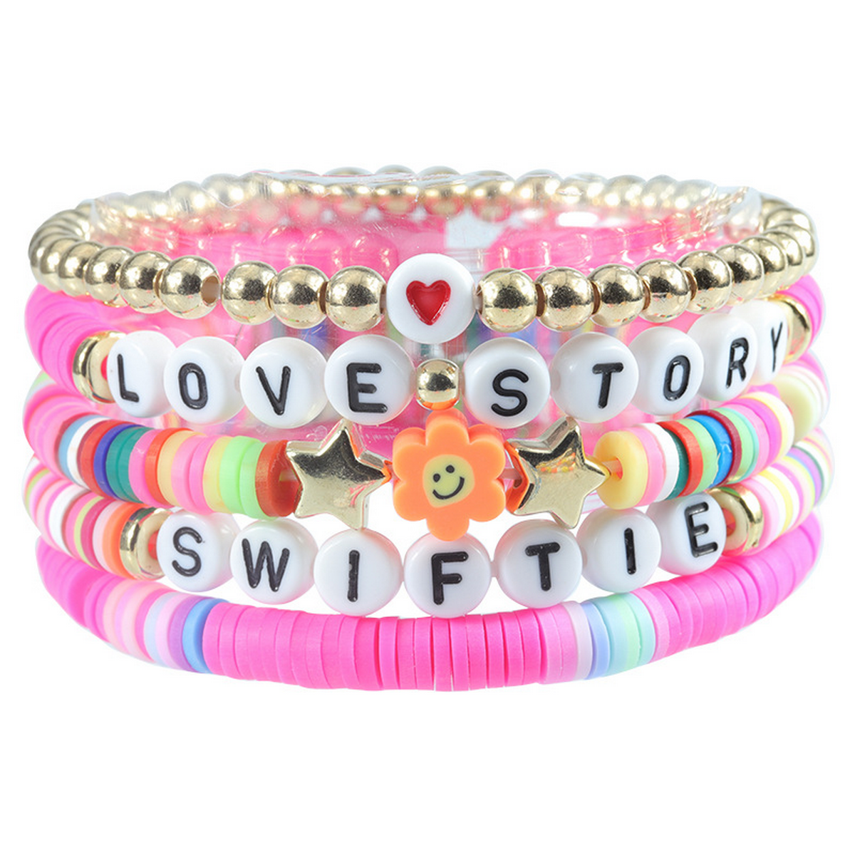 Multilayer Elastic Letter Bead Bracelets Set